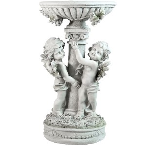 Northlight 19.25" Cherub Angels Pedestal Bird Bath Outdoor Garden Statue - 1 of 4