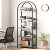 Bookshelf 5 Tier Bookcase Arched Display Racks Tall Standing Bookshelves Metal Frame Open Storage Rack Shelf Large Black Book Shelf for Bedroom - 4 of 4