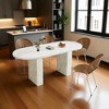 62.9" Oval Dining Table for 6 with White Marble Top, Modern Farmhouse Kitchen Table with Wood Base, Waterproof & Scratch-Resistant Surface - 3 of 4