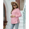 Coolmee Women's Maternity Cable Knit Tops Long Sleeve Split Side Crewneck Pregnancy Nursing Pullover Sweatshirt - 4 of 4