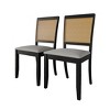 ChaletPosh Set of 2 Black Wooden Dining Chair with Cane in Light Grey Cover - 3 of 4