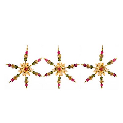 Kurt S. Adler 3ct Tuscan Beaded Snowflake Christmas Ornament Set 6" - Traditional Colored