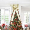 Coucheta Christmas Tree Top Decorations, Festive Glitter Bow & Spruce Branch Ornaments, Holiday Xmas Decor Accents - 3 of 4