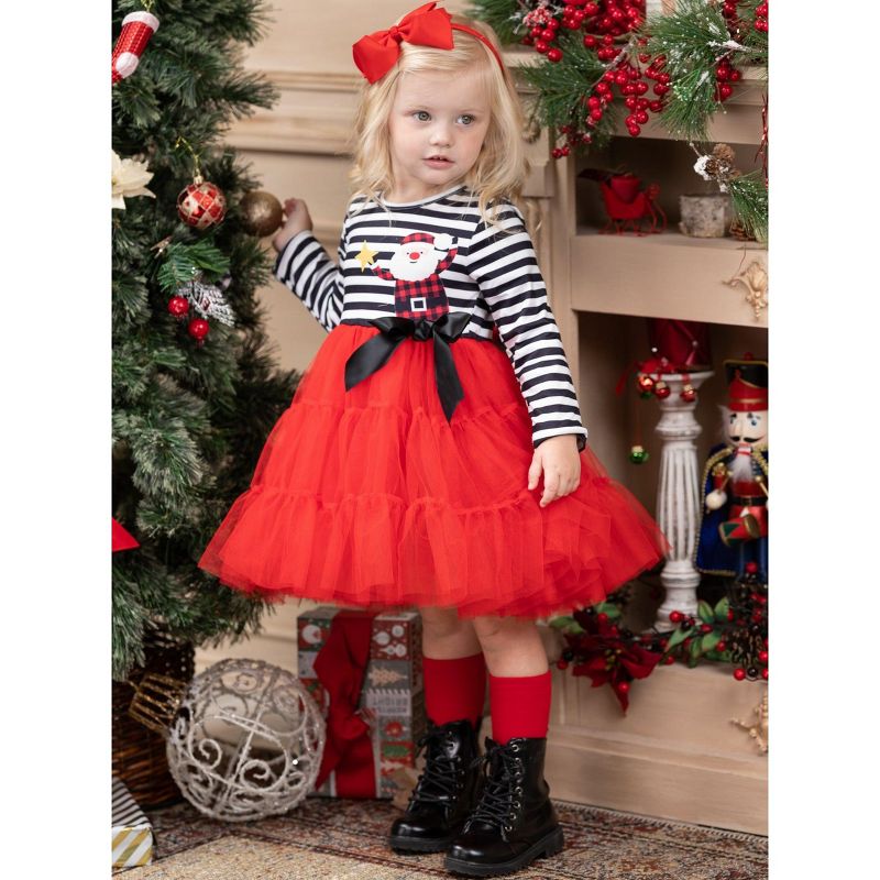 Girls Santa & Stripes Tutu Dress - Mia Belle Girls, 4 of 6