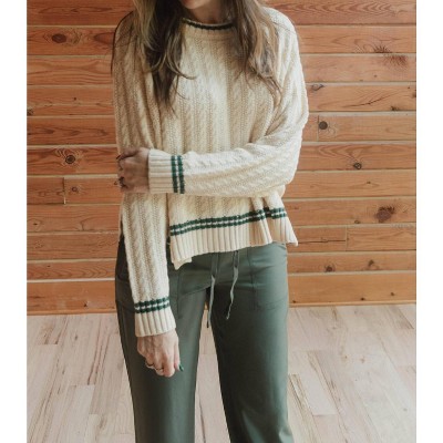 Women's Contrasted Cable Sweater - MIOU MUSE