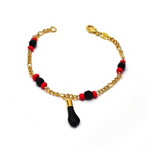 RMZ GOLD NYC Unisex 18K Gold Filled Evil Eye & Azabache Figa Protection Bracelet – Good Luck Charm for, Kid, Women & Men 7'' - 1 of 2