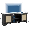 TV Stand for TVs Up to 70", Rattan Entertainment Center with 2 Cabinets & Open Shelf - 3 of 4