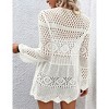 Women's Crochet Cardigan Light Weight Long Sleeve Tie Front Hollow Out Thin Cardigan - 4 of 4