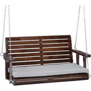 VINGLI 4 FT Outdoor Porch Swing with Cushions, Heavy Duty 880 LBS Patio Hanging Swing Bench with Chains for Yard, Garden - 1 of 4