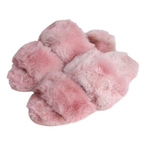 Roxoni Faux Fur Tie & Dye Slippers – Stylish & Trendy Slip-ons for Women – Super Soft Fluffy Fur for Superior Comfort & Luxury - 1 of 4