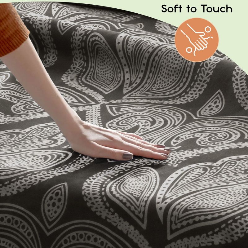 6 Piece Sheet Sets Paisley Printed Sheets Set Ultra Soft Deep Pocket Microfiber Bed Sheets - Lux Decor Collection, 3 of 6