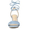 Allegra K Women's Kitten Heel Lace Up Suede Heeled Sandals - 3 of 4