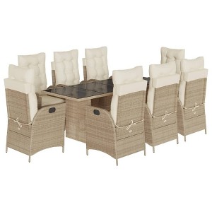 vidaXL 7 Piece Patio Dining Set with Cushions Poly Rattan - 1 of 4