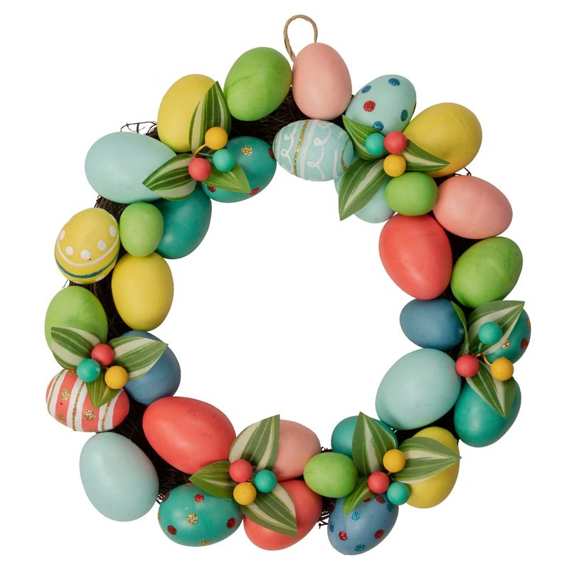 Northlight Decorated Easter Egg Twig Wreath - 14", 1 of 6
