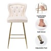 MAYEERTY Beige Velvet Bar Stools Set of 2, Button-Tufted Wing-Back,Metal Legs for Kitchen Island & Pub - 4 of 4