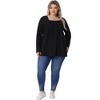 Agnes Orinda Women's Plus Size  Long Sleeve Button Square Neck Flowy Pleated Loose Tunic Blouse - 3 of 4