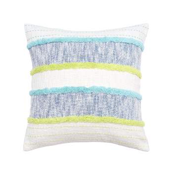 carol & frank 20" x 20" Benn Striped Tufted Texture Cotton Decorative Throw Pillow With Insert