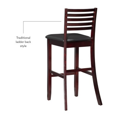 Merlot Espresso 30" Ladder Back Barstool with Padded Seat