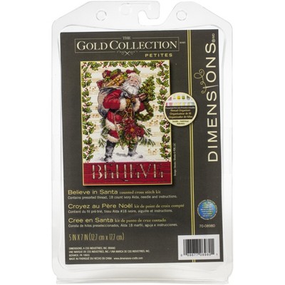 Dimensions Gold Petite Counted Cross Stitch Kit 5"X7"-Believe In Santa (18 Count)