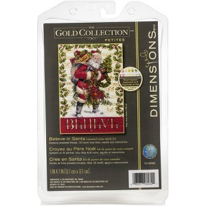 Dimensions Gold Petite Counted Cross Stitch Kit 5"X7"-Believe In Santa - 1 of 3