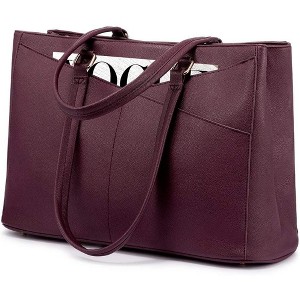 Laptop Tote Bag for Women 15.6 Inch Waterproof Leather Computer Bags Business Office Work Briefcase - 1 of 4