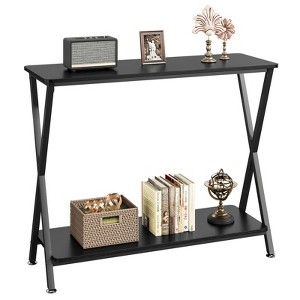 Sofa Tables Narrow Long Behind Couch Table, 2-Tier Industrial Entryway Table, Living Room Console Table, Metal Shelf, for Living Room, Foyer, Hallway - 1 of 4