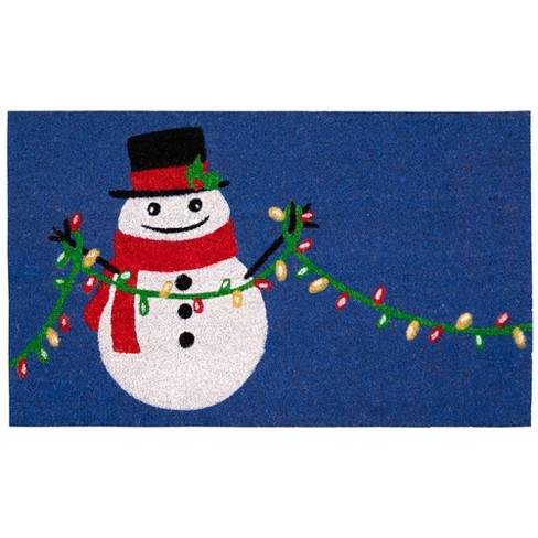 Christmas Snowman Outdoor Rug for Patio/Deck/Porch, Non-Slip Large