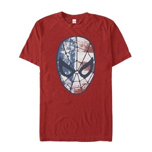 Men's Marvel Fourth of July  Spider-Man American Flag Mask T-Shirt - 1 of 4