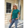 Womens Textured Boluse Crew Neck Cap Sleeve Tops Womens Tunic Blouse Summer Casual T Shirt - 4 of 4