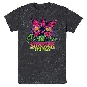 Stranger Things Mens Demogorgon Neon Pixel Logo Short Sleeve T