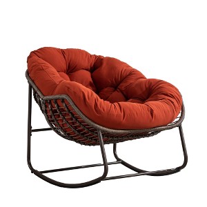 MOONMISS Outdoor Rocking Chair, Patio Oversized Wicker Egg Rocking Chair,Indoor & Outdoor Comfy Rocker Chair with Thick Cushion - 1 of 4
