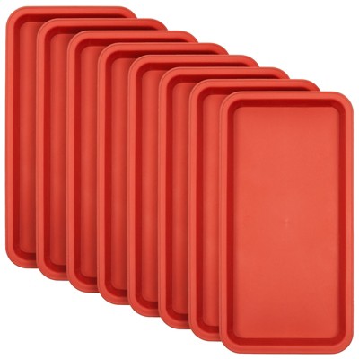 Juvale 8 Pack Plastic Plant Drip Trays for Watering, Rectangular Planter Saucer for Pots, Terracotta Red, 6.5 x 12 In