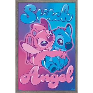 Trends International Disney Lilo and Stitch - Angel and Stitch Hug Framed Wall Poster Prints - 1 of 4