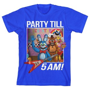 Five Nights at Freddy's Party Till 5 AM Boy's Royal Blue T-shirt - 1 of 3