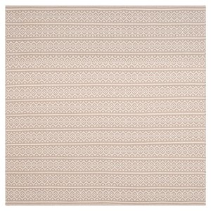 Ivory/Gray Geometric Woven Square Area Rug - (6