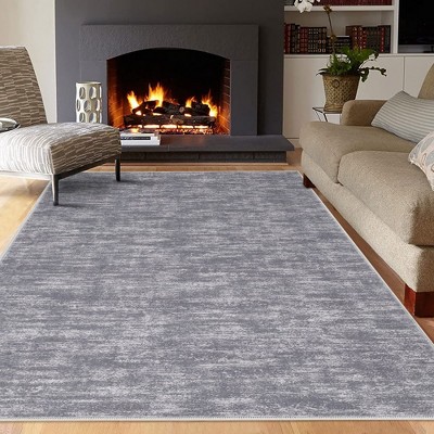 Modern Solid Area Rug Washable Rug Stain Resistant Non-Slip Rug for Living Room Bedroom, 5'x7' Gray