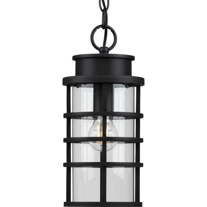 Progress Lighting, Port Royal, 1-Light Outdoor Hanging Lantern, Black, Clear Glass Shade, 4 of 5