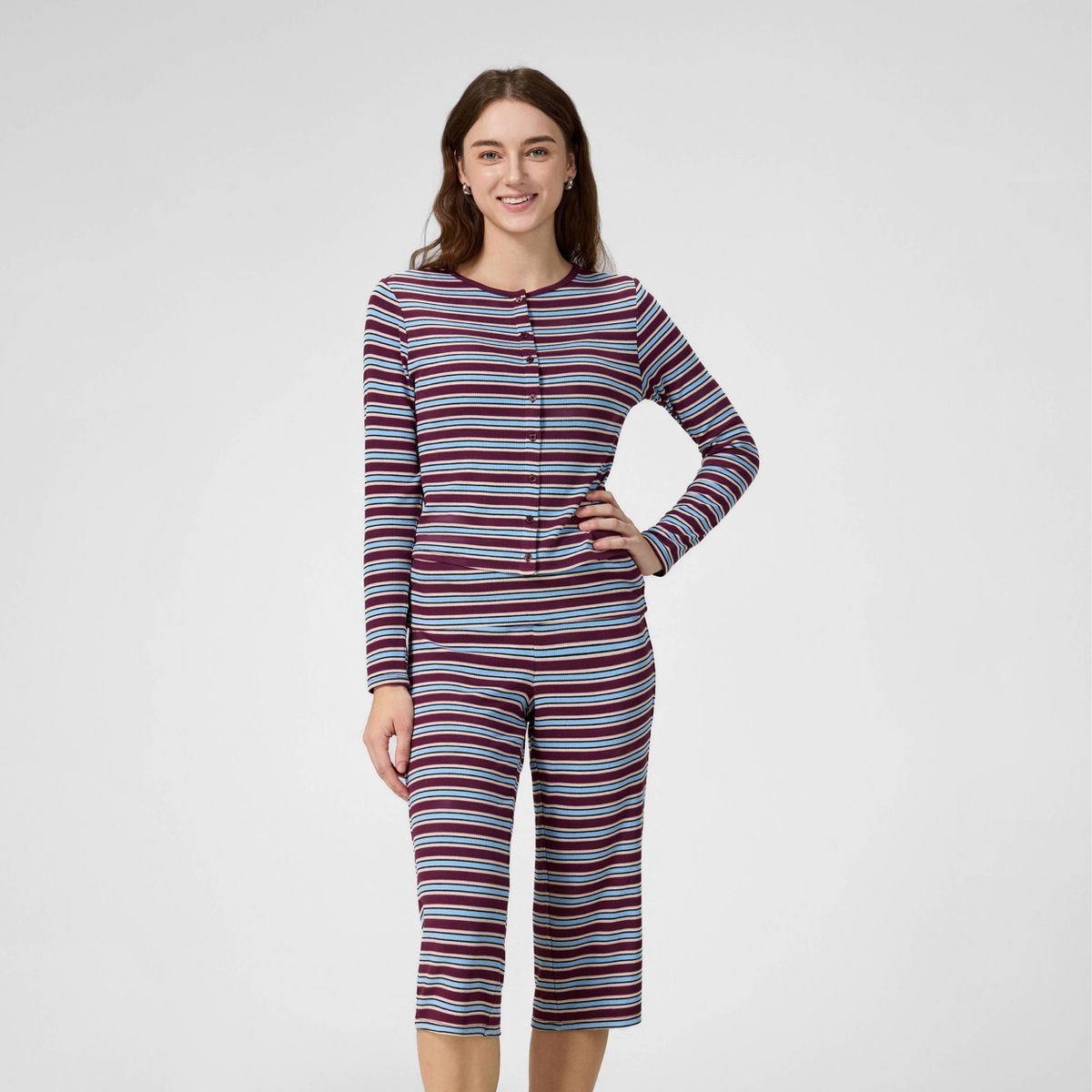 Women's Button-Front Ribbed Top - A New Day™