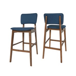 GDFStudio Tally Mid Century Modern Fabric Upholstered Wooden 30.5" Barstools (Set of 2) - 1 of 4