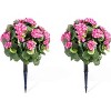 Set of 2 Artificial Topiary Ball Trees with Metal Stakes, 21.6" UV-Resistant PE Fake Plants with Begonia Flowers for Indoor/Outdoor Decor - 2 of 4