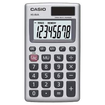 Casio HS8VA Solar Powered Pocket Calculator - Silver