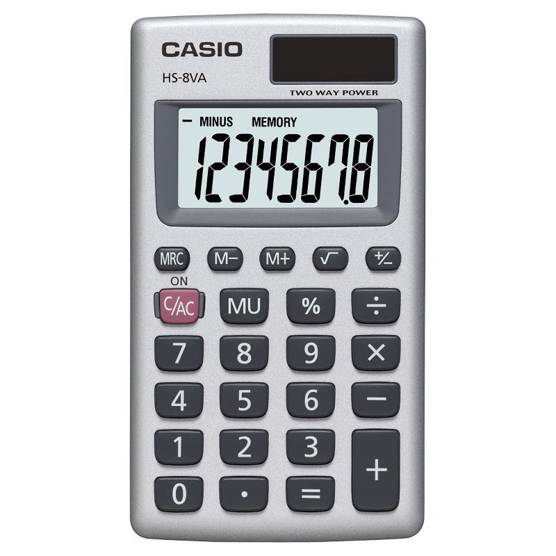 Casio HS8VA Solar Powered Pocket Calculator - Silver, 1 of 5