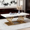 Gulches Faux Marble Coffee Table with Gold Geometric Frame, 47.24" Rectangular Modern Cocktail Table, 220LBS Capacity - 2 of 3