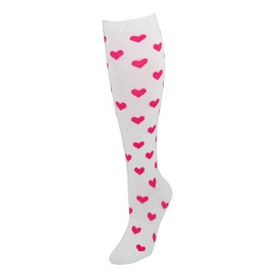 CTM Women's Heart Print Knee High Socks - 1 of 4