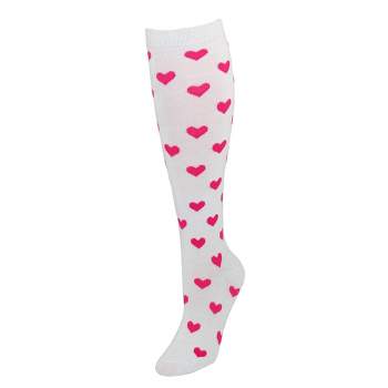 CTM Women's Heart Print Knee High Socks