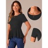 INSPIRE CHIC Women's Short Sleeve Round Neck Stretch Business Classic Peplum Top - 2 of 4