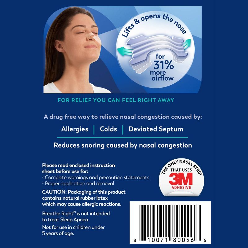 Breathe Right Extra Strength Drug-Free Clear Nasal Strips, 4 of 12