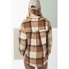 Light French Beige Flannel Plaid Double Flap Pocket Shacket - 4 of 4