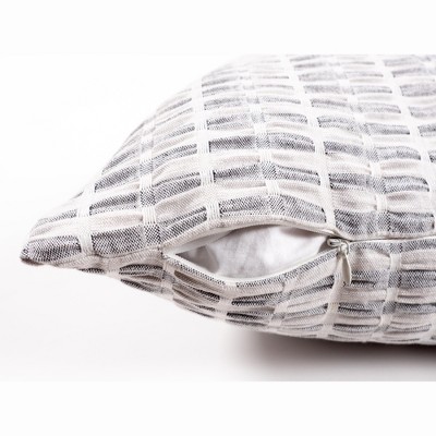 Pleated Black and White Cotton Euro Pillow Covers, Set of 2