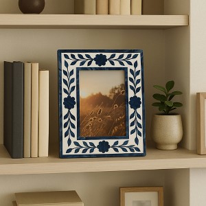 Boho Wood Picture Frame with Resin Inlay, Glass Front, Decorative Home Decor for Bedroom, Living Room & Office - 1 of 4